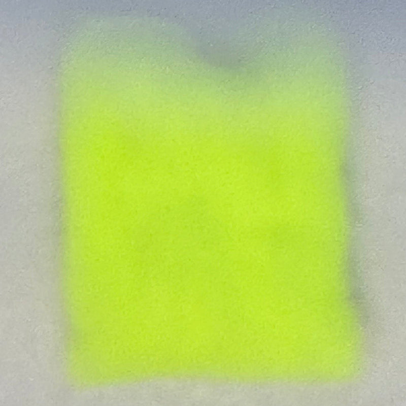 Antron sparkle dub material in bright neon yellow