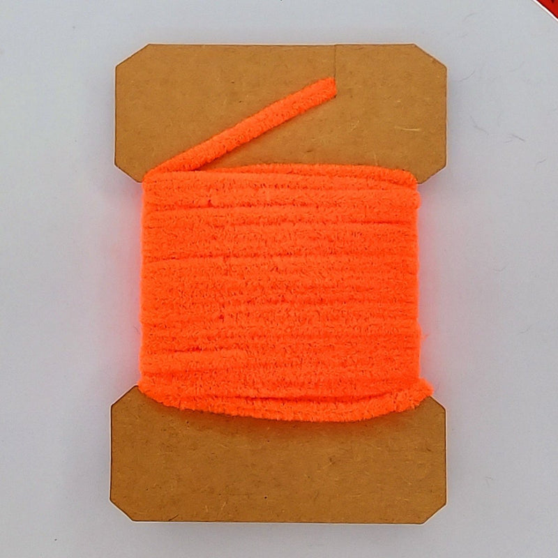 Rayon chenille yarn spool, bright orange