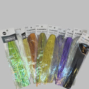 Tinsel marabou action fringe assortment with metallic colors on display