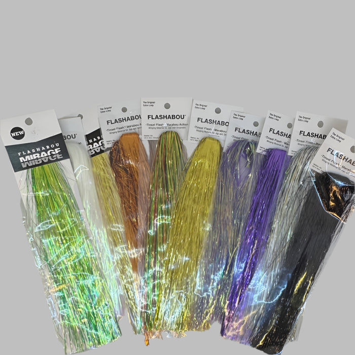 10 different colored packs of flashabou