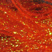 Hareline Diamond Braid, red-orange flat braid with gold sparkle threads