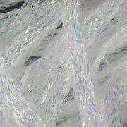 Hareline Diamond Braid, iridescent white flat braid with silver sparkle threads