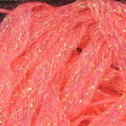 Hareline Diamond Braid, pink flat braid with iridescent gold sparkle fibers
