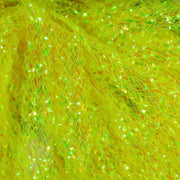Hareline Diamond Braid, chartreuse-green flat braid with glowing gold sparkle threads