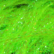Hareline Diamond Braid, neon green flat braid with bright gold sparkle fibers