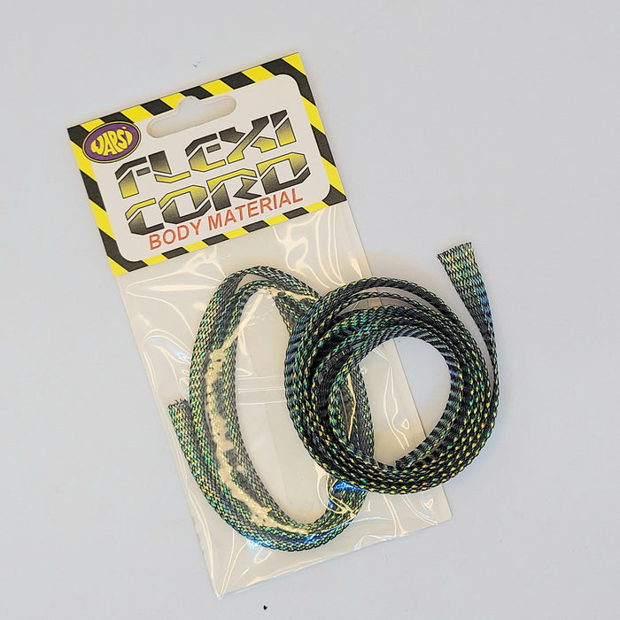 a package and a coil of FlexiCord body material used for tying flies