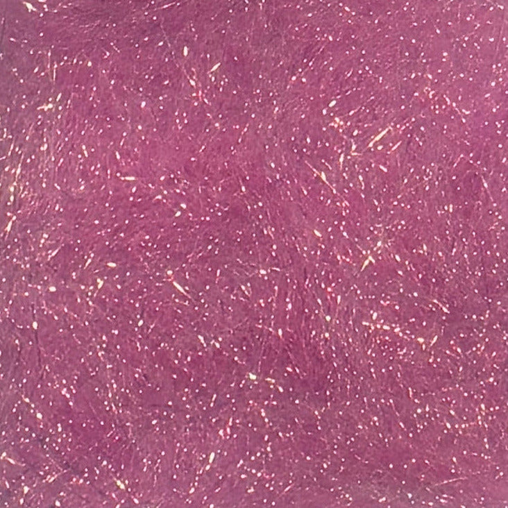 Fly tying dubbing material with magenta pink and gold sparkly strands