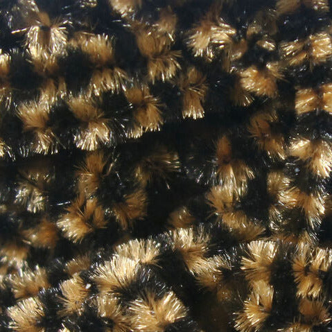 Stonefly chenille in mixed gold and dark brown fibers, close-up