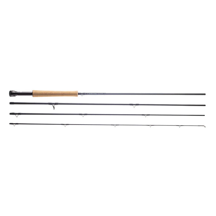 Fishing rod with four sections on a white background