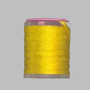 UTC Antron yarn spool in yellow-green on a clear bobbin with pink top ring