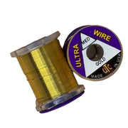 Wire spool with gold wire; purple labeled roll shown