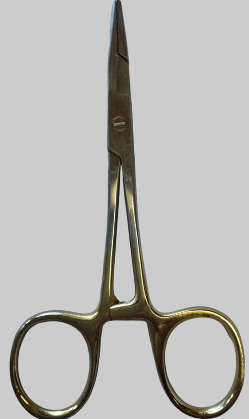 Gold 5.5-inch scissors pliers with round finger loops and blades