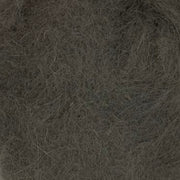 Rabbit dubbing material in dark gray-brown, shaggy fiber texture.