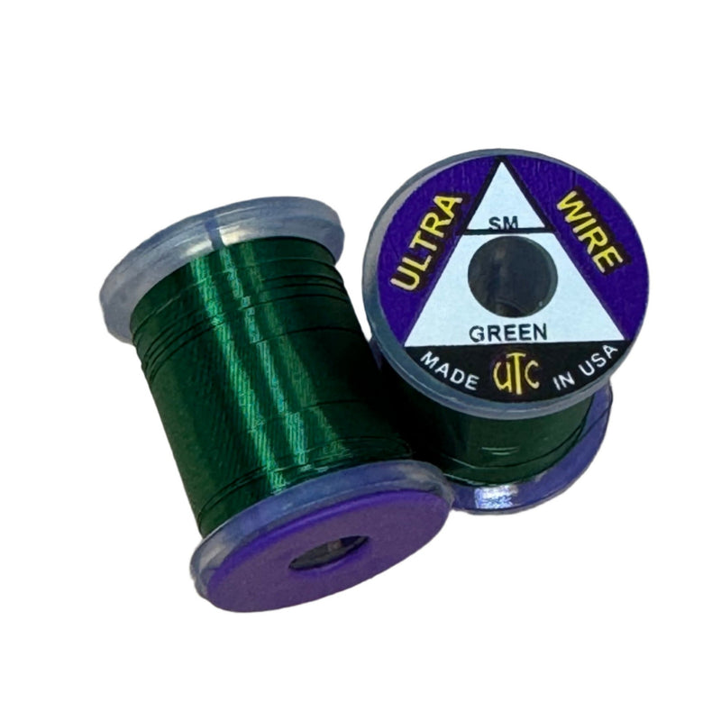 Green wire spool with Ultra Wire reel label