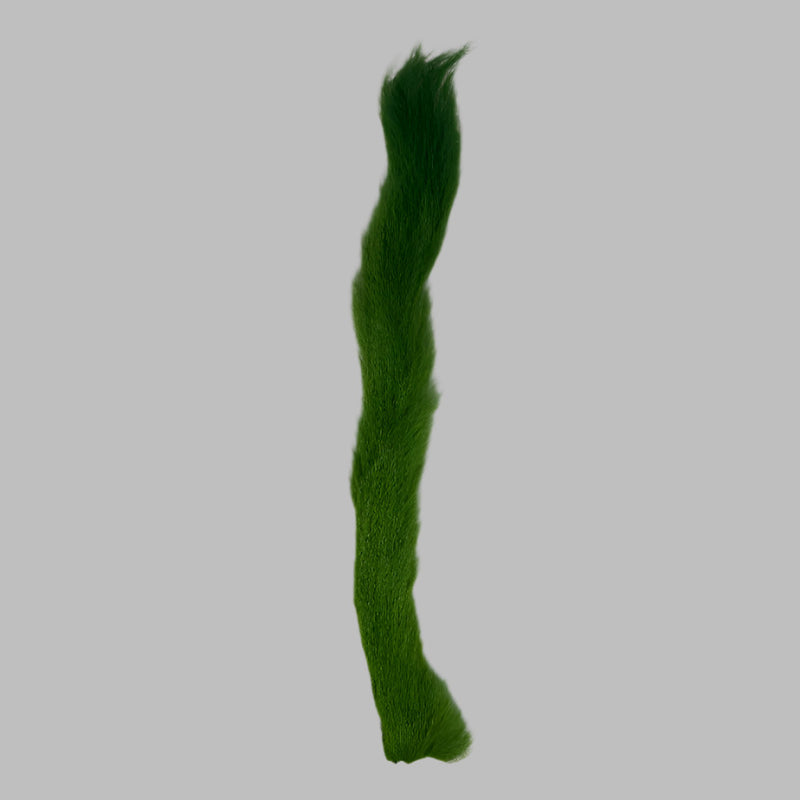 Green calftail/kiptail tail with pointed, tapered end