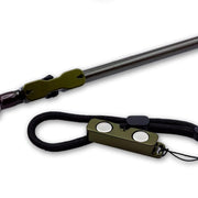 Mag grab rod rack with olive line holder and black cord leash
