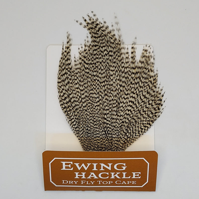 Speckled black-and-white dry fly top cape with feather tips
