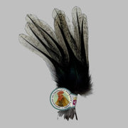 Dark gray and black rooster feathers bundle with long wing plumes