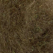 Hareline Krystal Dubbing: brown with olive fibers and gold sparkle
