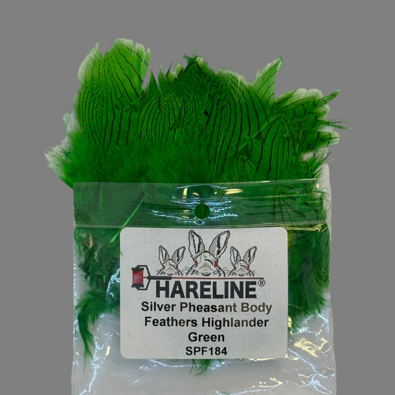 Silver pheasant body feathers, highlander green (SPF184)