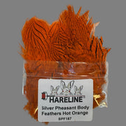 Silver pheasant body feathers, hot orange (SPF187)