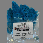 Silver pheasant body feathers, kingfisher blue (SPF199)