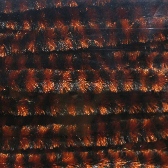 Close up of variegated black/brown chenille 