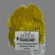 Silver pheasant body feathers, yellow (SPF383)
