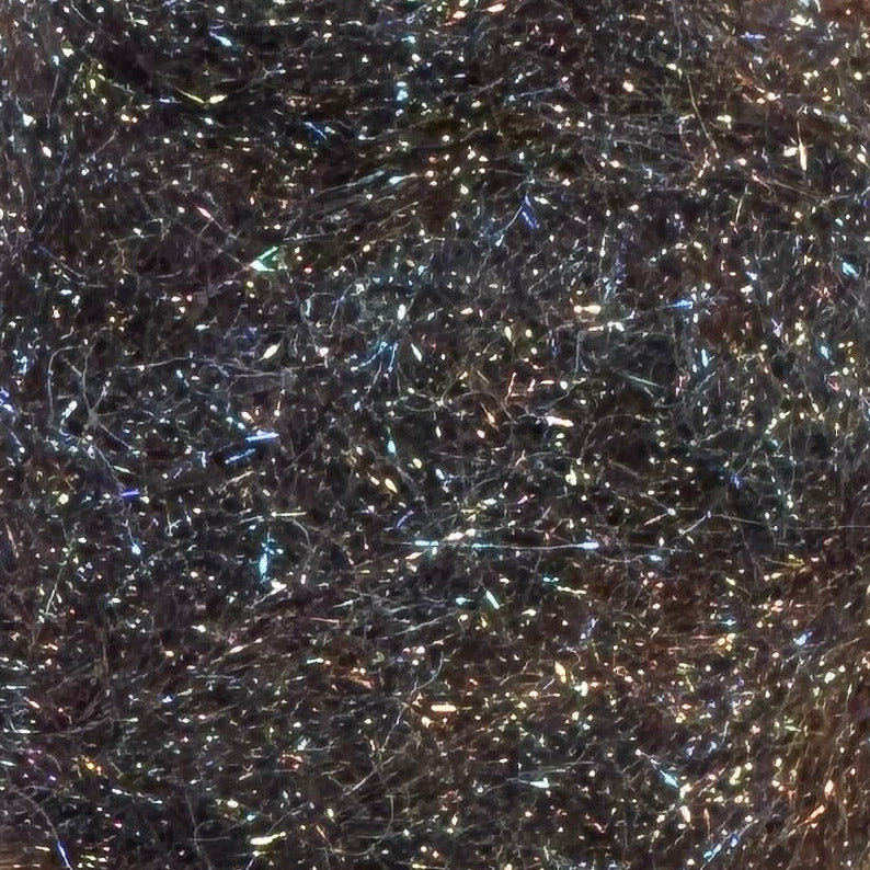 Fly tying dubbing material with dark body and iridescent sparkly strands