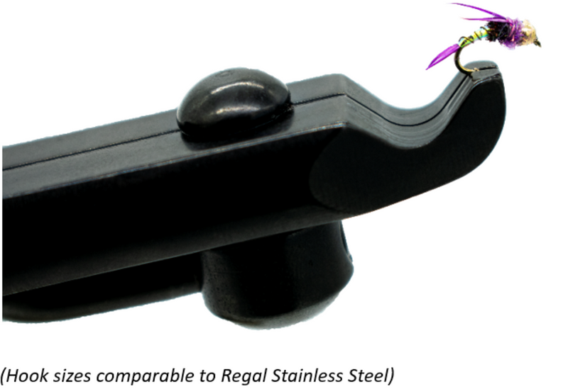 Regal vise hook jaw head, dark metal with curved hook profile and rounded cap