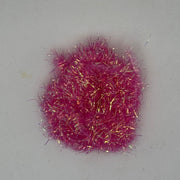 Rumpf ESTAZ tinsel trim swatch in fuchsia pink with gold threads, round patch