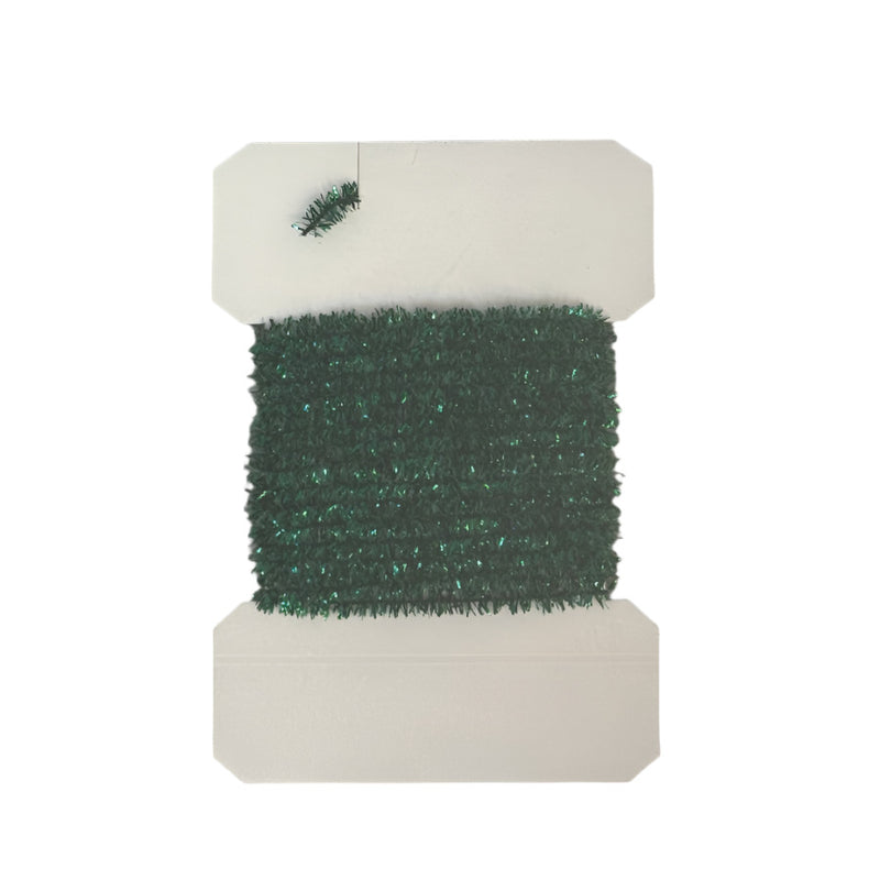 Dark green chenille tinsel roll with subtle sparkle