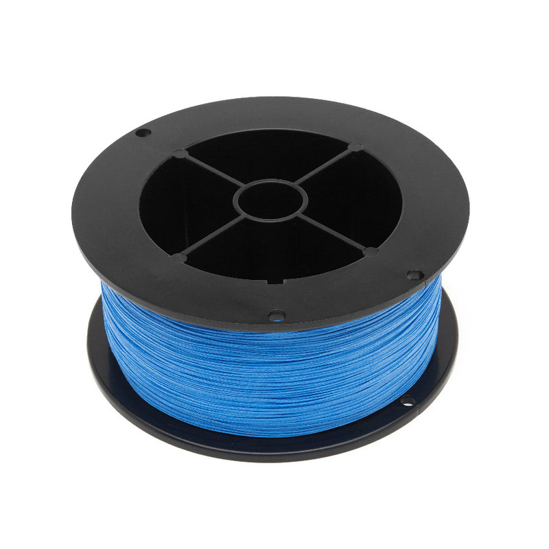 Fly line backing spool with blue line wound on black reel