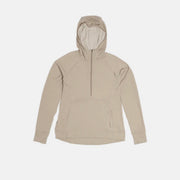 Women's bugstopper hoody in light tan, half-zip front, hooded pullover.