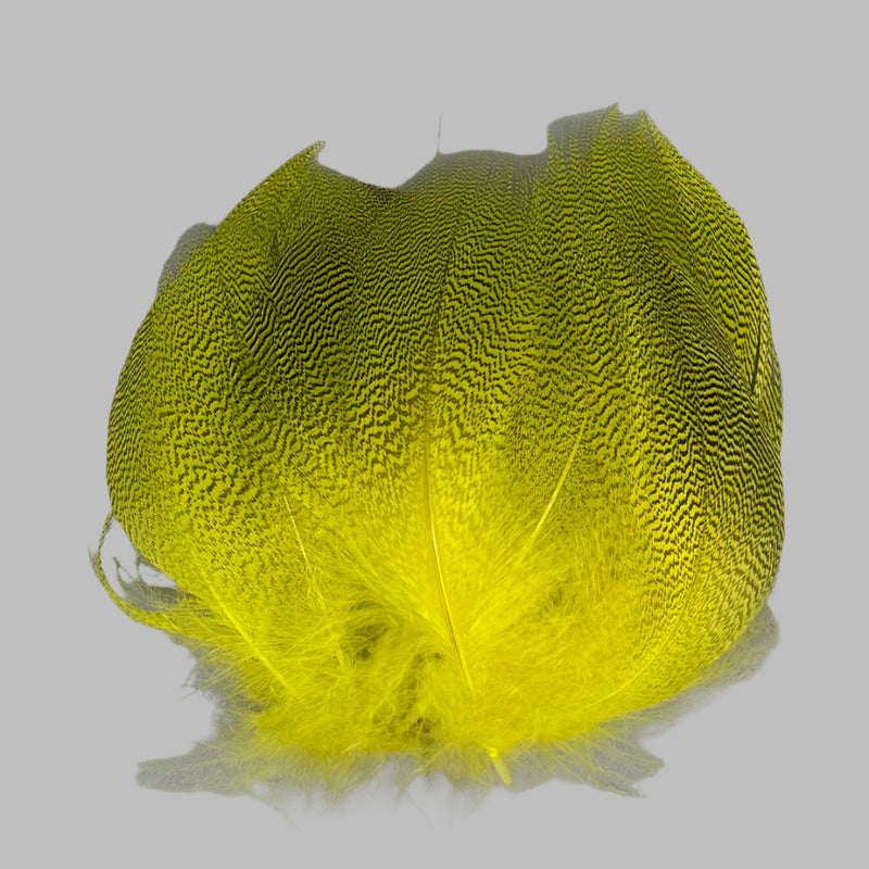 Wapsi mallard barred flank feathers, large, natural yellow tuft