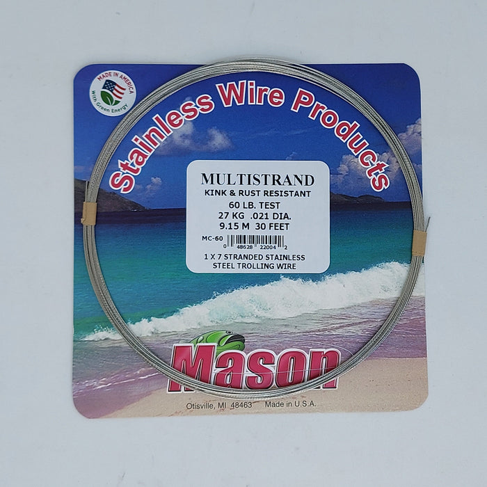 a coil of wire in a package of Mason Multistrand wire used for making tandem flies
