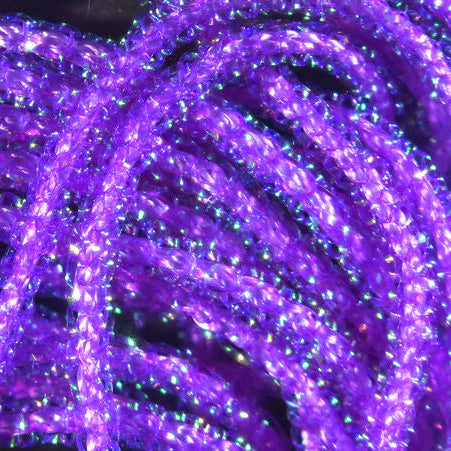 Micro pearl-studded braid cord, purple with iridescent specks