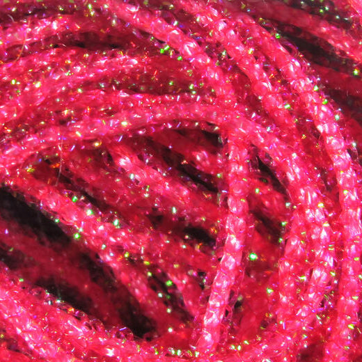 Micro pearl-studded braid cord, hot pink with gold sparkles