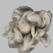 Feather flank bag with light gray and white mallard feathers, clustered