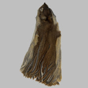 Natural brown squirrel zonkers, fan-shaped fur strip with fringed tips