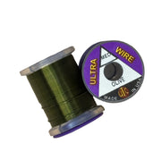 Ultra wire spool with olive green wire; spool and wire roll shown