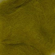 Rabbit dubbing material in bright green, fluffy shaggy fibers.