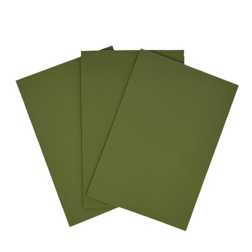 three sheets of 1 mm olive foam for creating fishing flies