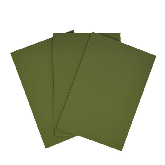 three sheets of 1 mm olive foam for creating fishing flies