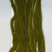 Rabbit half-skin fur hide close-up, zonked shag, olive
