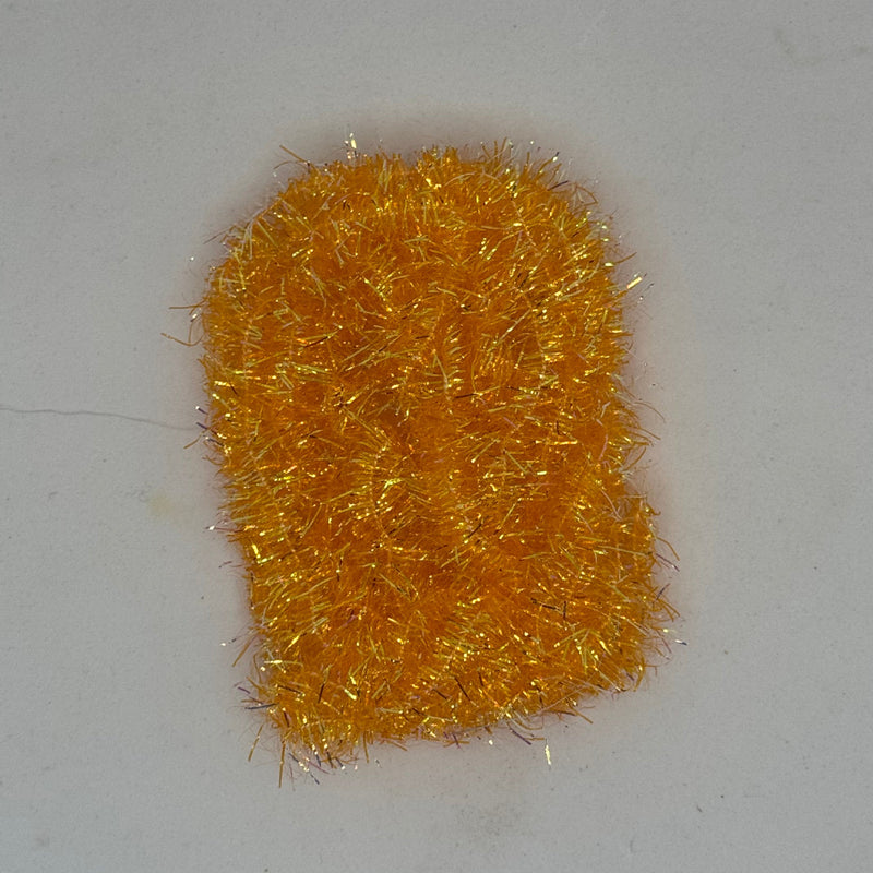 Rumpf ESTAZ tinsel trim swatch in metallic gold orange color, round patch