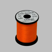 Orange stretch thread spool with top label, 30 yd