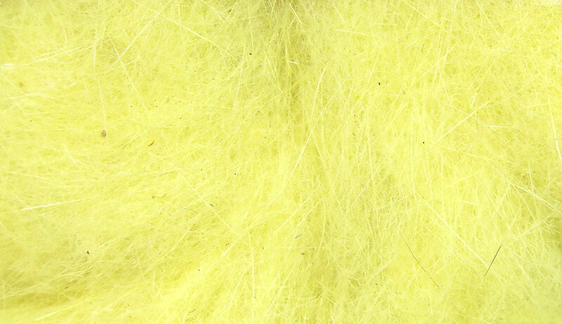 Close up of pale yellow Hareline Dubbin 
