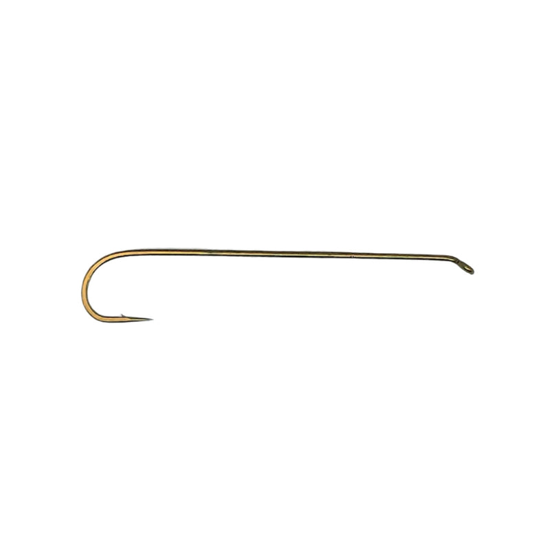 Fishing streamer hook, curved shank with gold finish, single hook