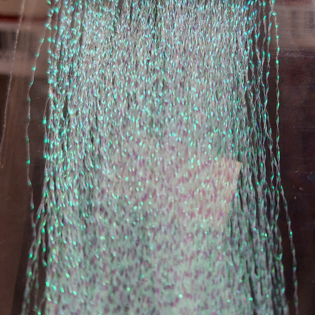 Krystal Flash tinsel, silver glitter with green-blue sheen